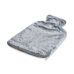 UMOI Öko Naturgummi Wärmflasche 2 Liter mit kuschligem Mink Fleece Bezug (Grau)