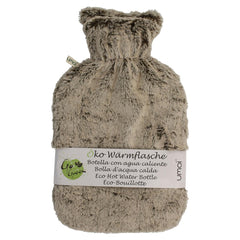 UMOI Öko Naturgummi Wärmflasche 1.8 Liter mit kuschligem Mink Fleece Bezug Beige