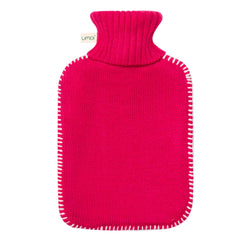 UMOI Öko Naturgummi Wärmflasche 1.8 Liter mit Strickbezug und weißen Nähten