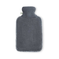 UMOI Öko Naturgummi Wärmflasche 1.8 Liter mit Strickbezug und weißen Nähten