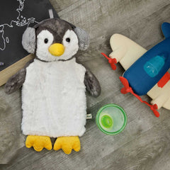 UMOI Öko Naturgummi Kinder Wärmflasche 1 Liter mit kuschligem Pinguin Bezug