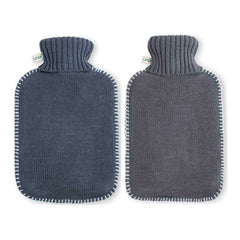 UMOI PVC Wärmflasche 1.8 Liter Strick Bezug mit weißen Nähten