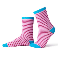6 Paar Mädchen Socken Set Rot Pink Gestreift