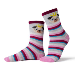 6 Paar Mädchen Socken Set Rot Pink Gestreift