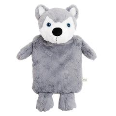 UMOI Öko Naturgummi Kinderwärmflasche 1 Liter mit kuschligem Husky Bezug