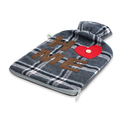 UMOI PVC Wärmflasche 1.8 Liter mit Fleece Bezug Home mit Herzchen