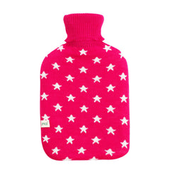 UMOI Premium Naturgummi Wärmflasche 1.8 Liter Strickbezug mit Sternen