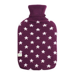 UMOI Premium Naturgummi Wärmflasche 1.8 Liter Strickbezug mit Sternen