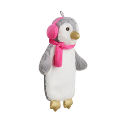 Öko Kinder Wärmflasche 1 Liter mit kuschligem Bezug Pinguin rosa