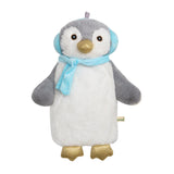 Öko Kinder Wärmflasche 1 Liter mit kuschligem Bezug Pinguin blau