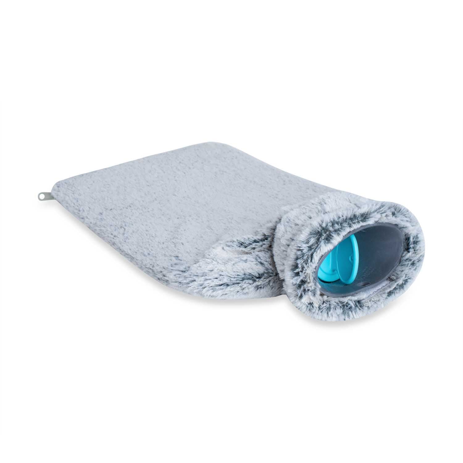 UMOI Öko Naturgummi Wärmflasche 2 Liter mit kuschligem Mink Fleece Bezug (Grau)