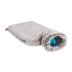 UMOI Öko Naturgummi Wärmflasche 1.8 Liter mit kuschligem Mink Fleece Bezug Beige