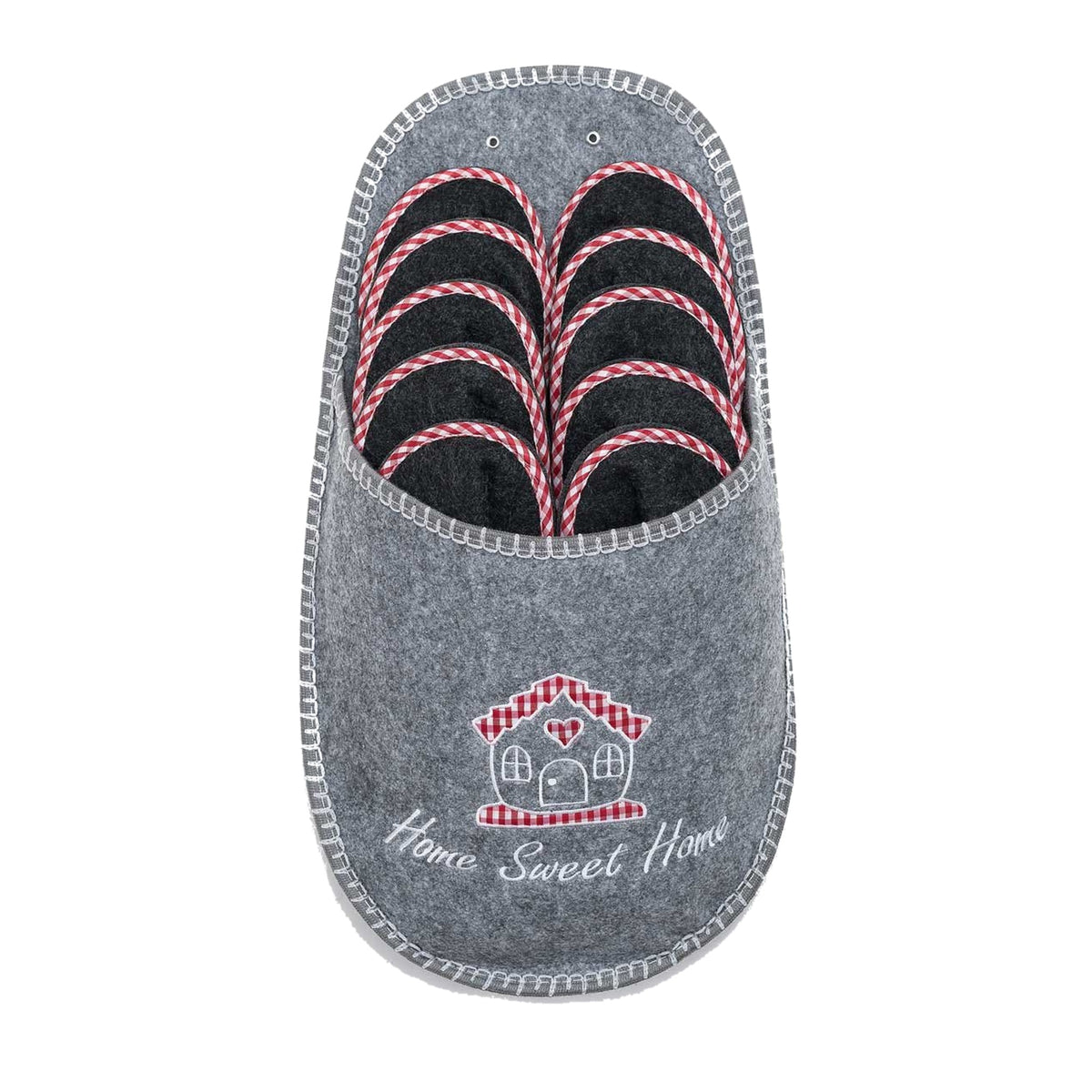 Gästepantoffeln aus Filz – 5 Paar Set Home Sweet Home