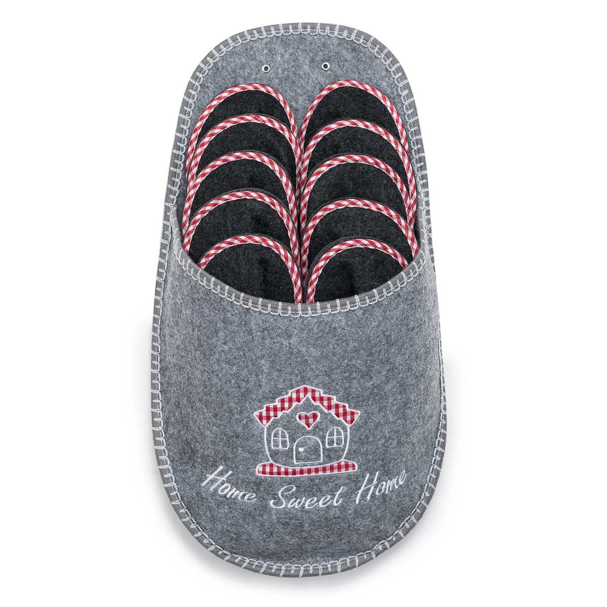 Gästepantoffeln aus Filz – 5 Paar Set Home Sweet Home