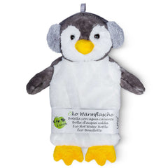 UMOI Öko Naturgummi Kinder Wärmflasche 1 Liter mit kuschligem Pinguin Bezug