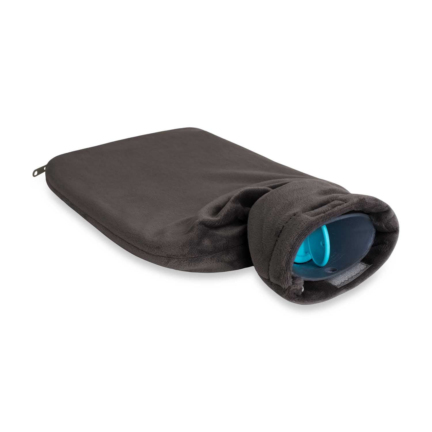 UMOI PVC Wärmflasche 1.8 Liter mit kuschligem Fleece Bezug Grau