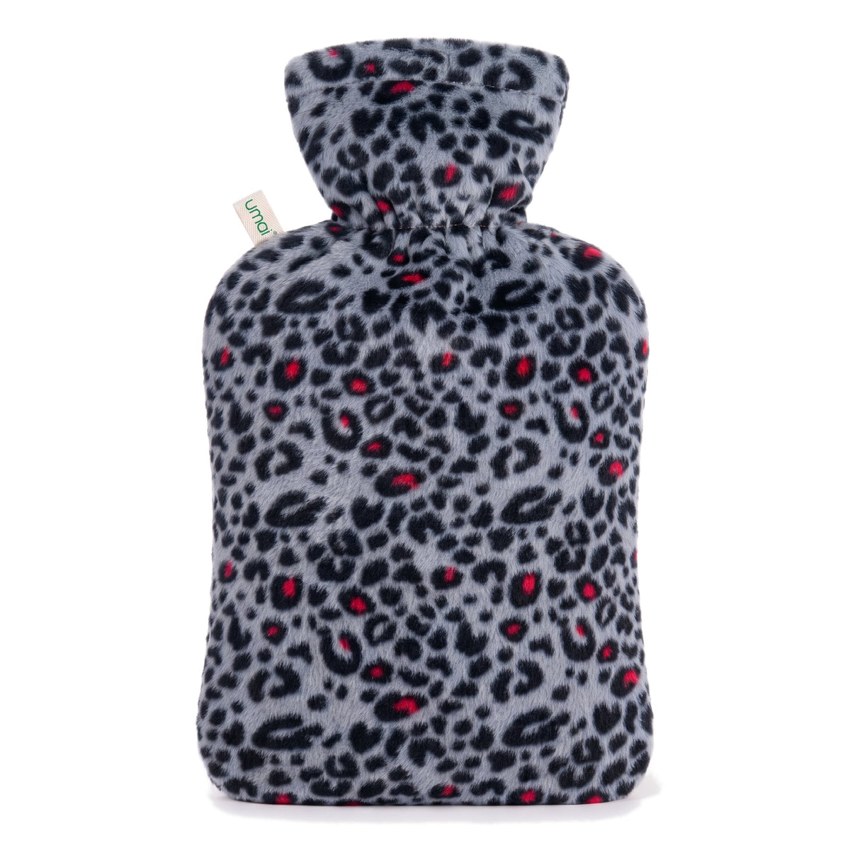 UMOI PVC Wärmflasche 1.8 Liter mit kuschligem Supersoft Korean Fleece Bezug Leopard