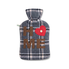 UMOI PVC Wärmflasche 1.8 Liter mit Fleece Bezug Home mit Herzchen