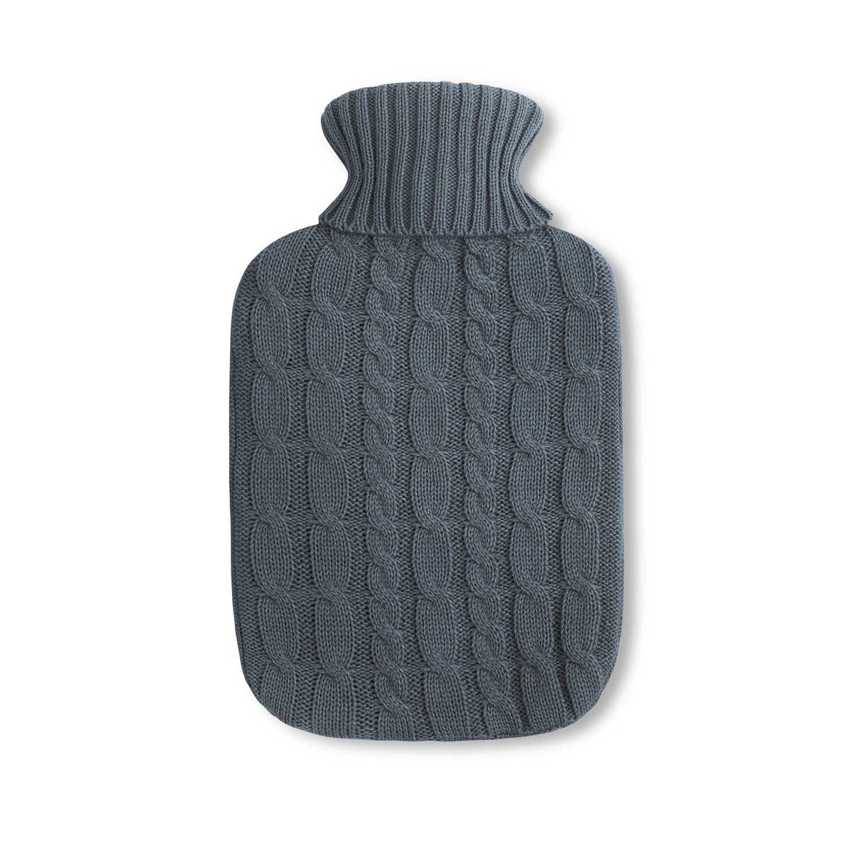 UMOI Öko Naturgummi Wärmflasche 1.8 Liter Strick Bezug mit Strickbezug Zopfmuster