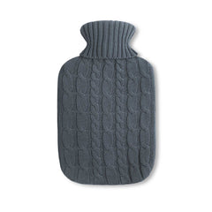 UMOI Öko Naturgummi Wärmflasche 1.8 Liter Strick Bezug mit Strickbezug Zopfmuster