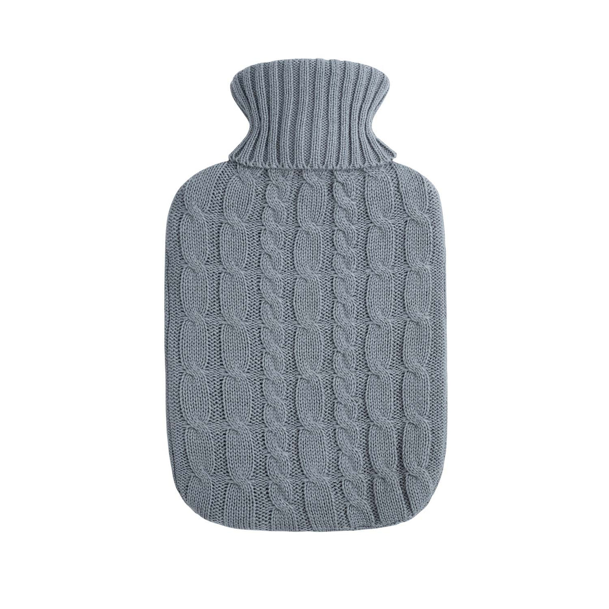UMOI Öko Naturgummi Wärmflasche 1.8 Liter Strick Bezug mit Strickbezug Zopfmuster