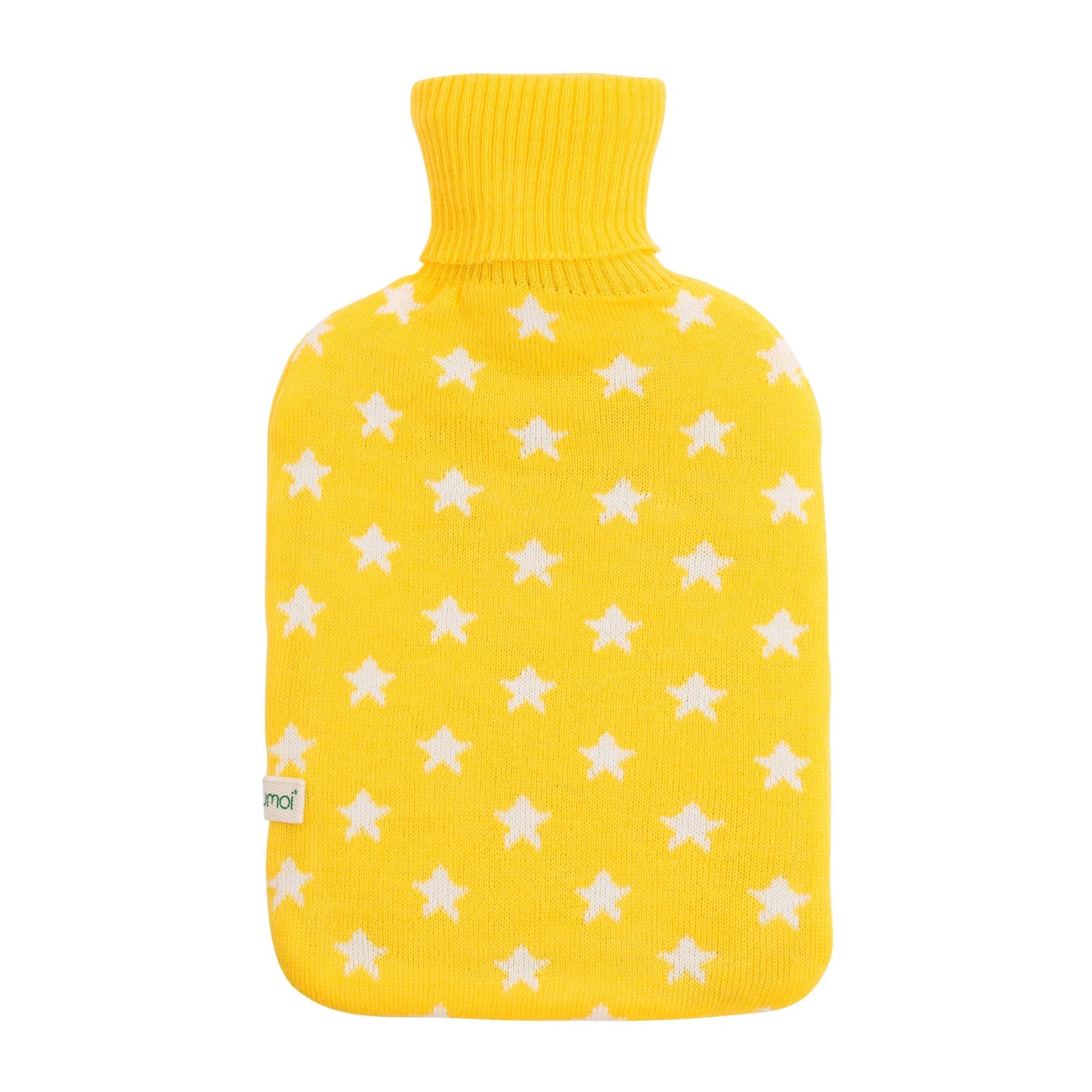 UMOI Premium Naturgummi Wärmflasche 1.8 Liter Strickbezug mit Sternen