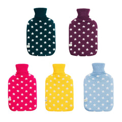 UMOI Premium Naturgummi Wärmflasche 1.8 Liter Strickbezug mit Sternen