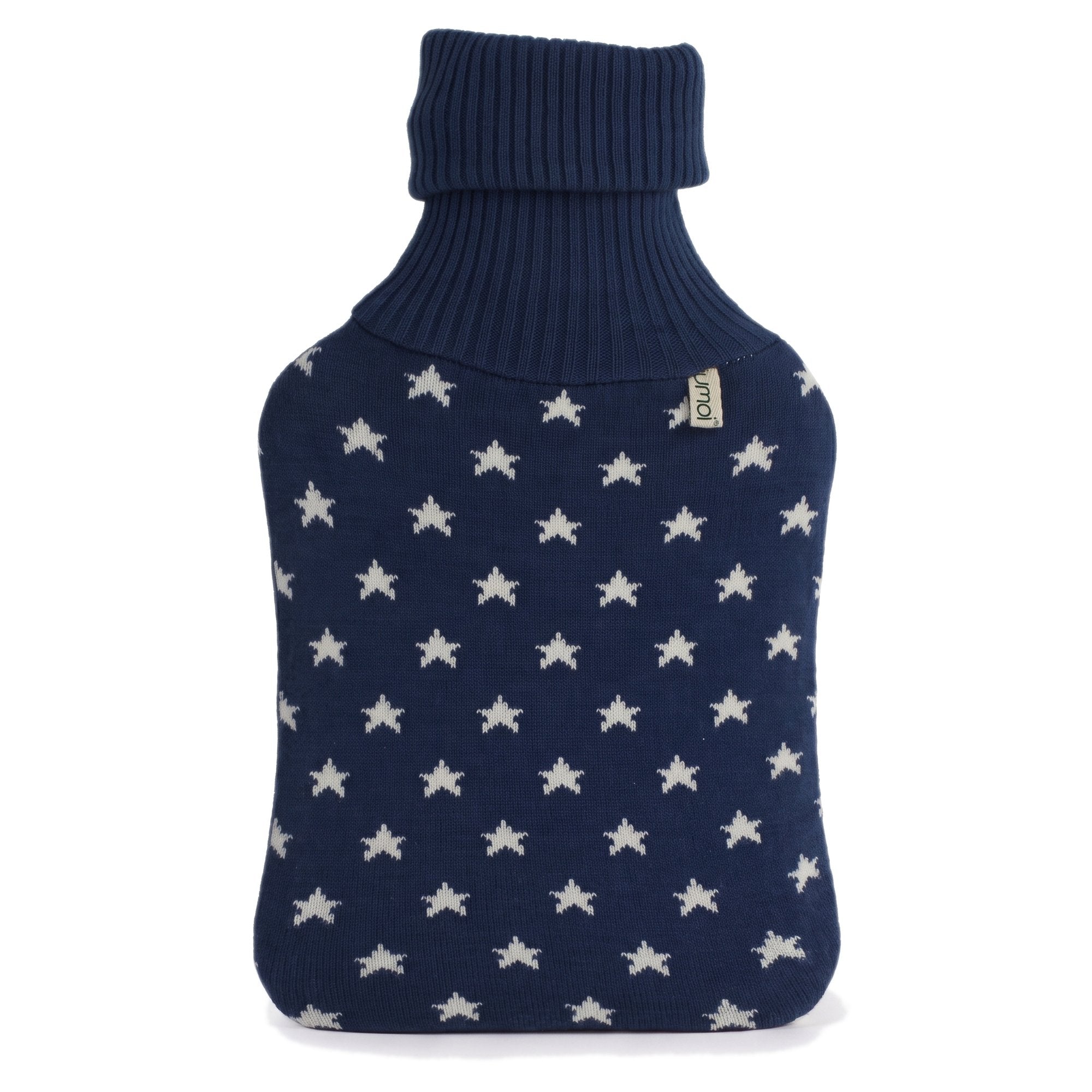 UMOI Wärmflasche Naturgummi mit Strickbezug Sterne Blau