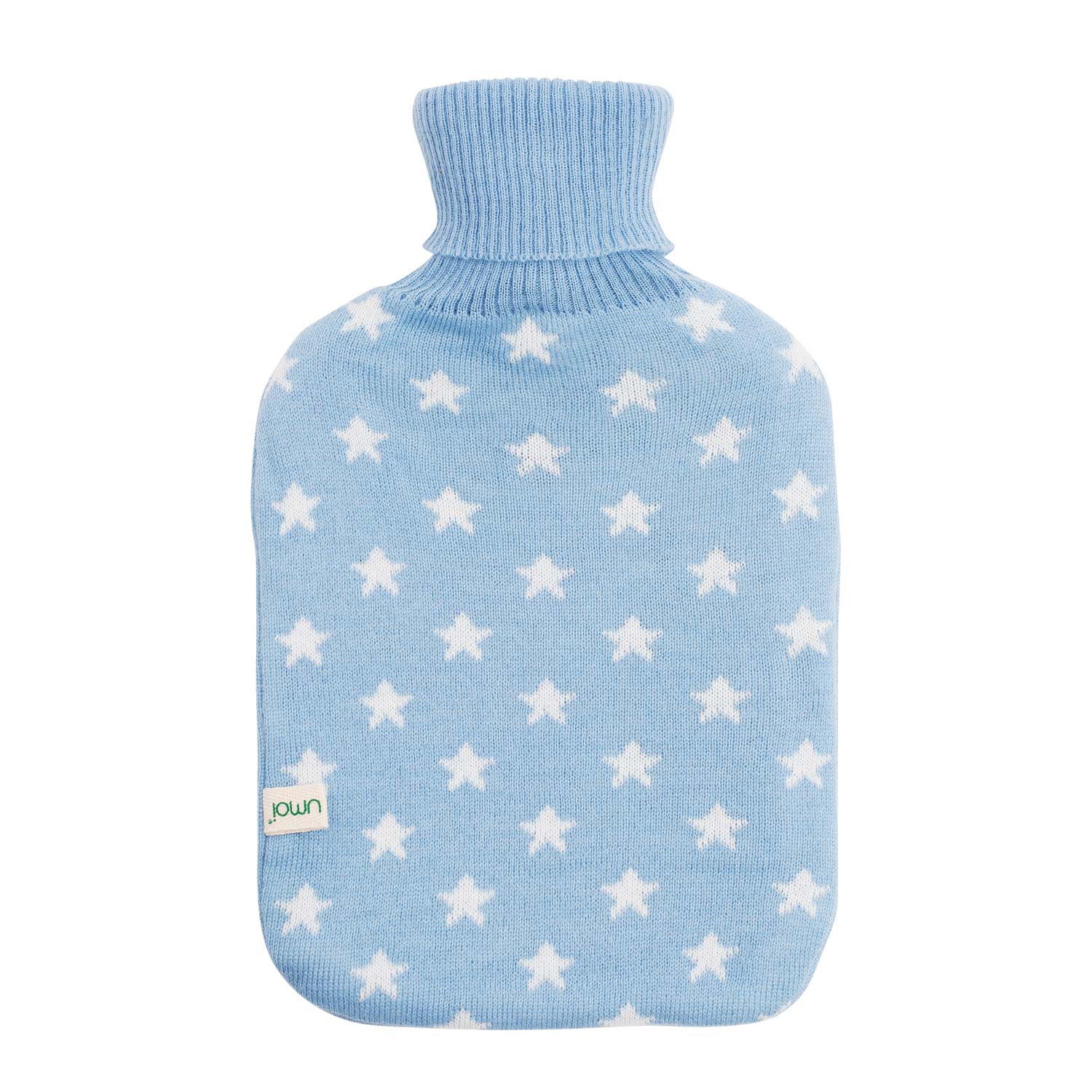 UMOI Premium Naturgummi Wärmflasche 1.8 Liter Strickbezug mit Sternen