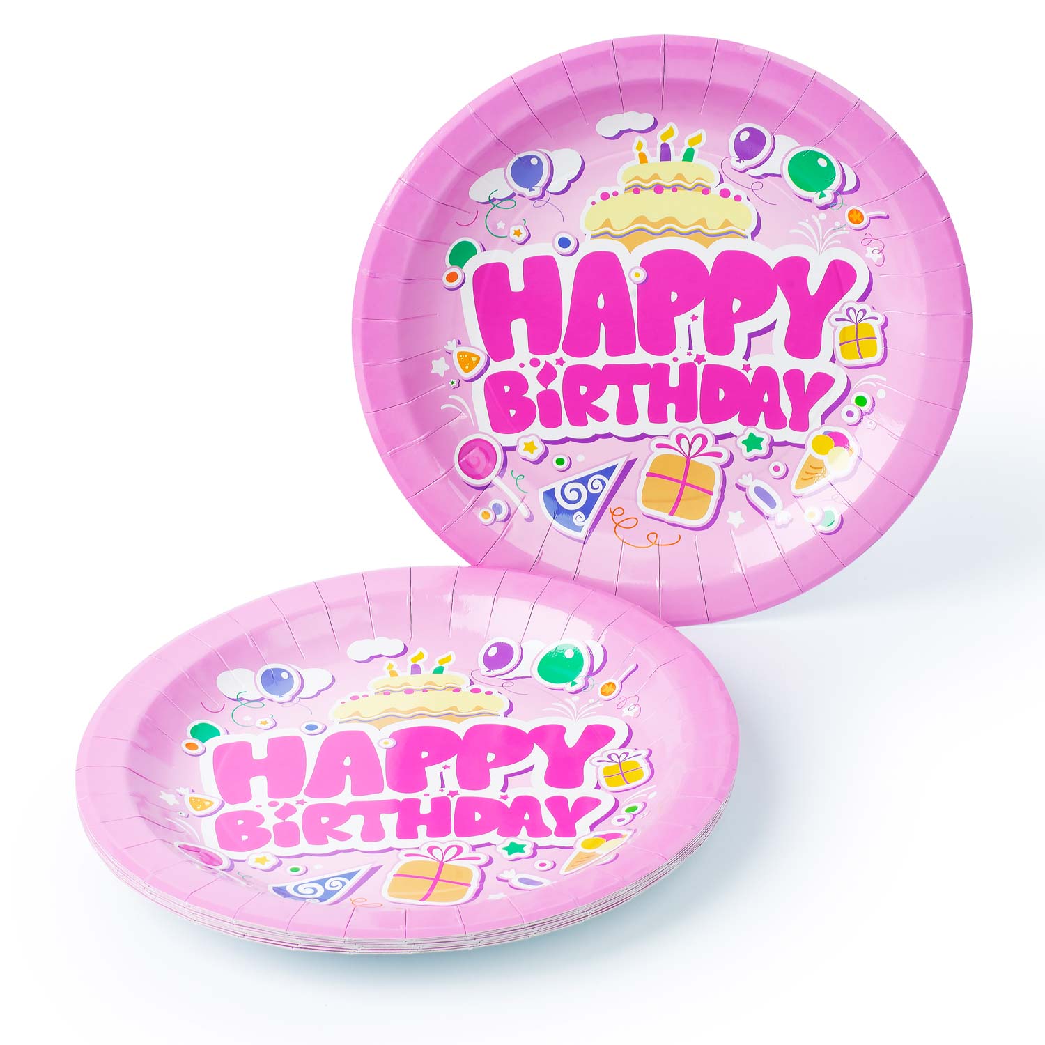 Happy Birthday Teller 350gsm 10 Stück Pink