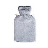 UMOI Öko Naturgummi Wärmflasche 2 Liter mit kuschligem Mink Fleece Bezug (Grau)