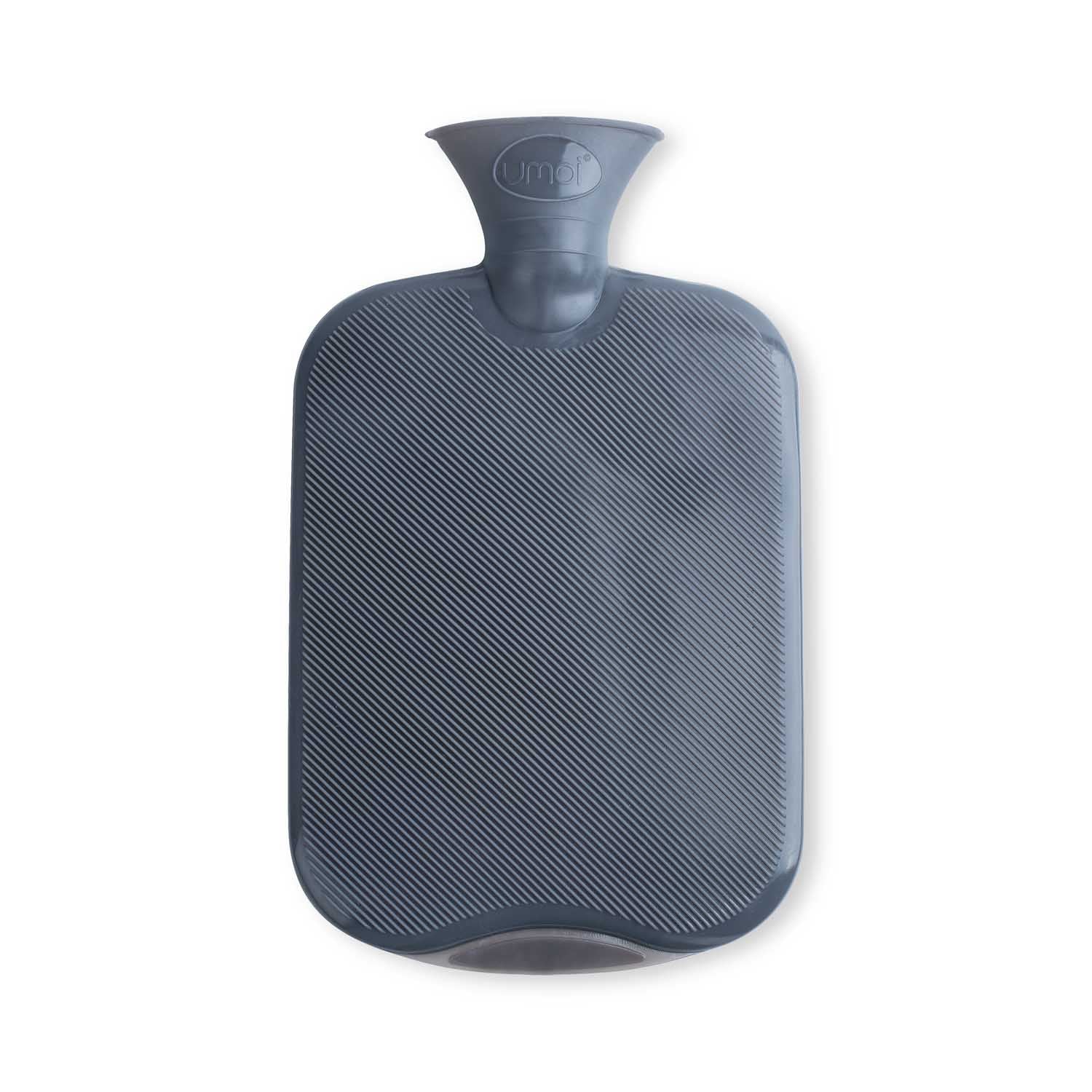 UMOI PVC Wärmflasche 1.8 Liter mit kuschligem Fleece Bezug Grau