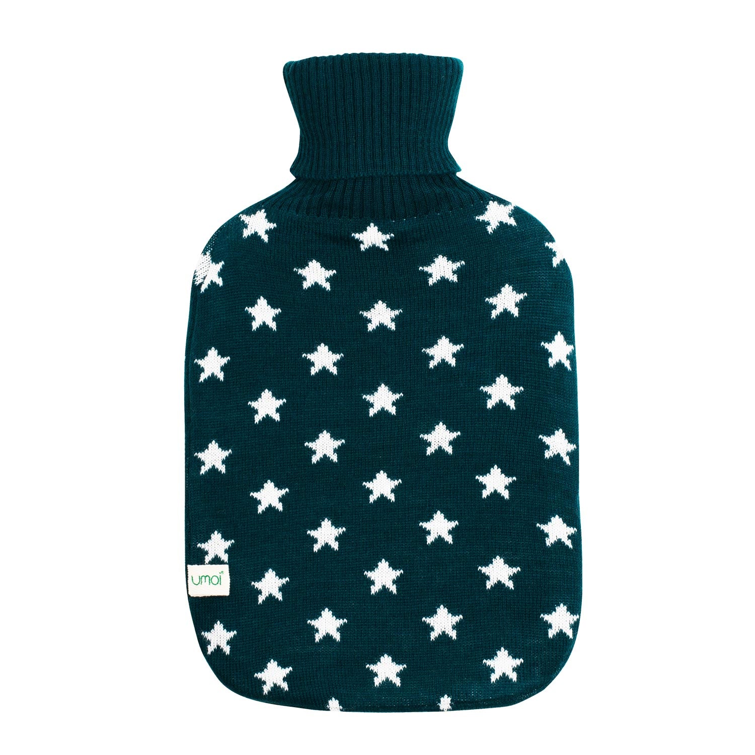 UMOI Premium Naturgummi Wärmflasche 1.8 Liter Strickbezug mit Sternen